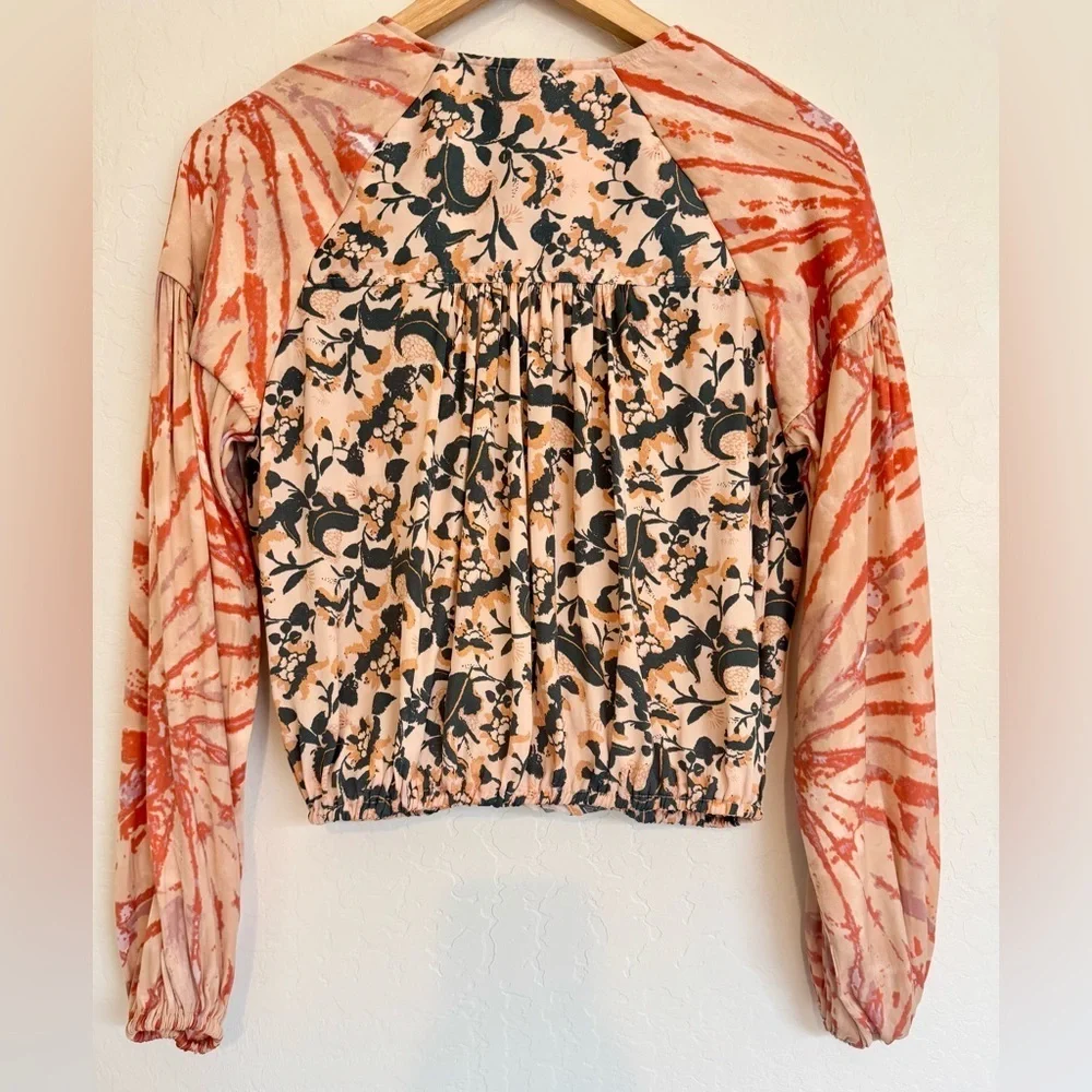 Free People Long Sleeve Cruisin Together Printed Blouse Women's Size S